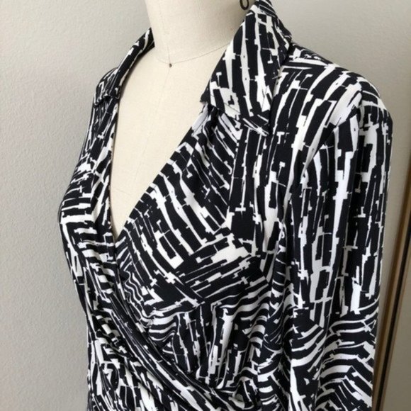Ralph Lauren Black White Berryann Wrap Dress, 14 - Picture 4 of 7